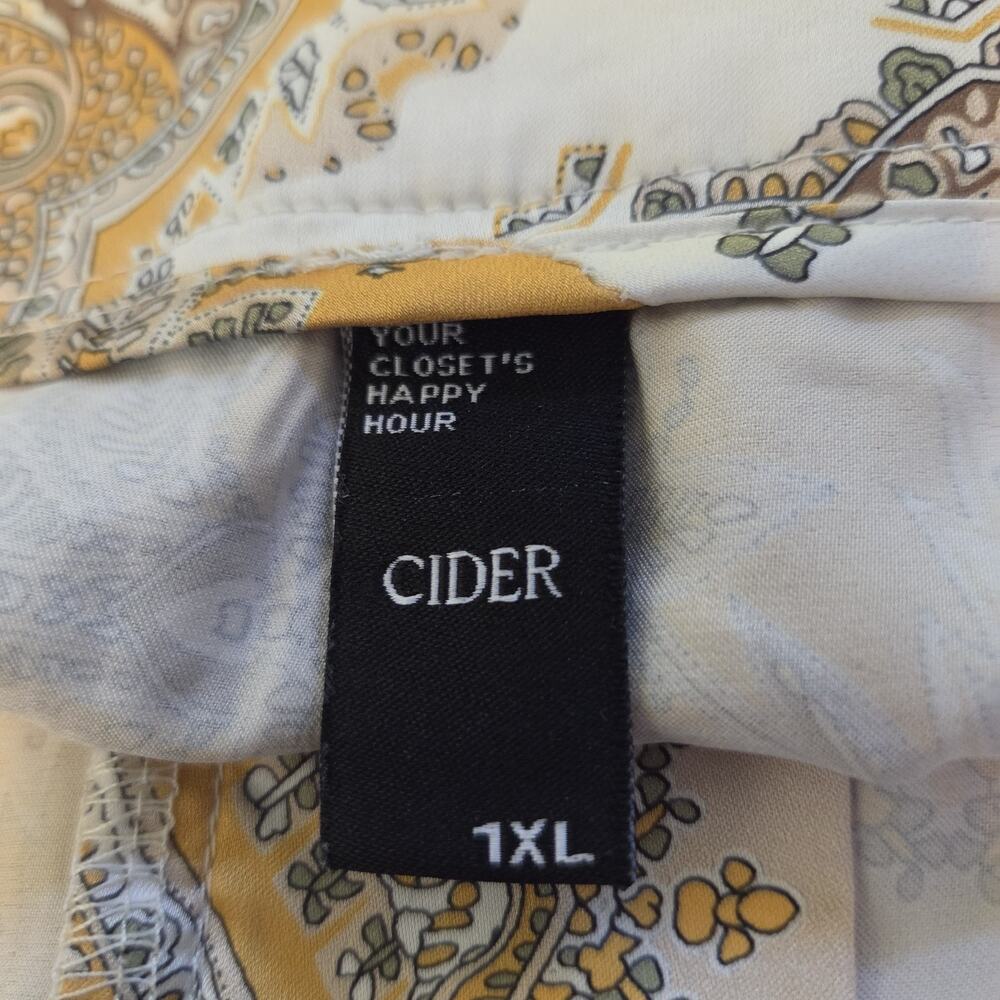 Cider Cream Yellow Satin Boho Paisley Wide Leg Trousers Size 1XL 16W-18W - Picture 11 of 11